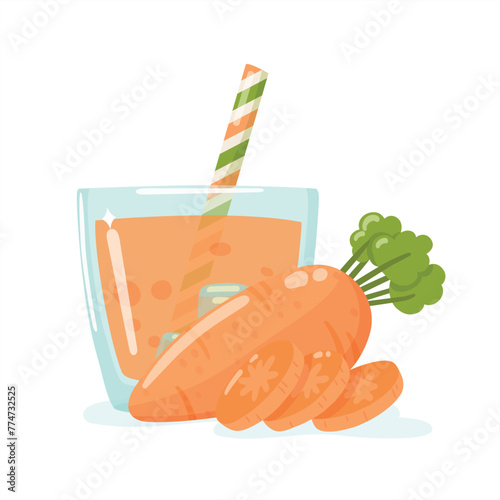 Glass with ices, carrot and slices