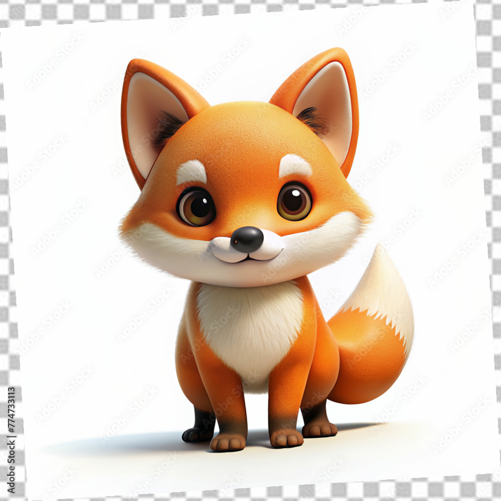 Cute fox cartoon on white background