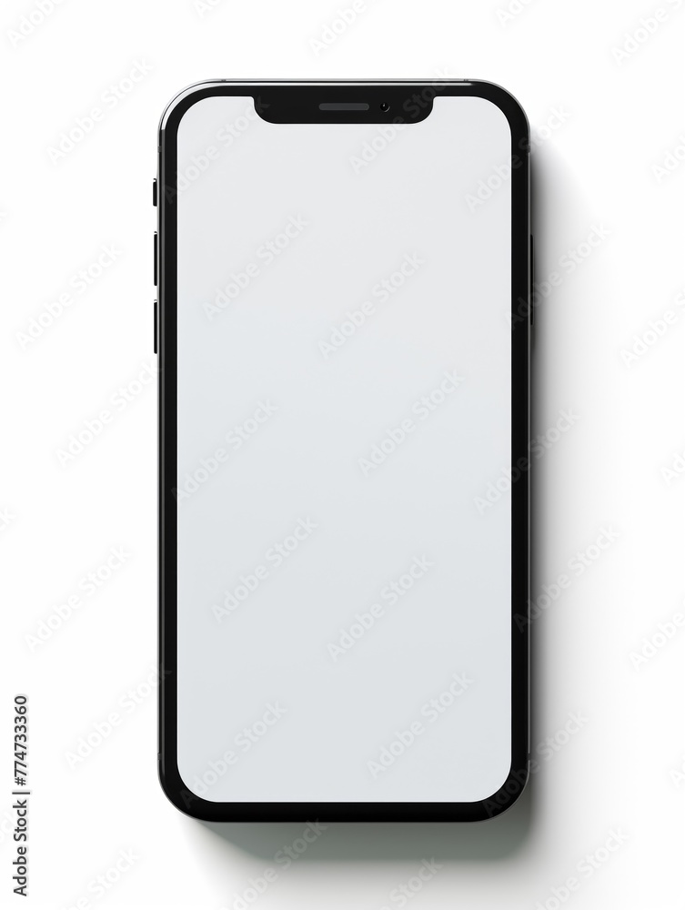 Black smartphone screen disdplay wihte color 3D render clay style, isolated on white background Black smartphone screen disdplay wihte color 3D render clay style, isolated on white background