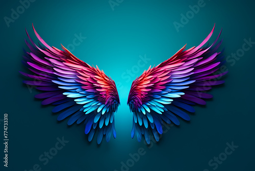 Abstract curve line wavy of pinion or bird wing,angel wings in gradient color.effect wallpaper background.minimsl design © Limitless Visions