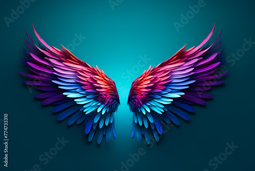 Abstract curve line wavy of pinion or bird wing,angel wings in gradient color.effect wallpaper background.minimsl design