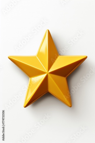 Yellow one star 3D render clay style  isolated on white background
