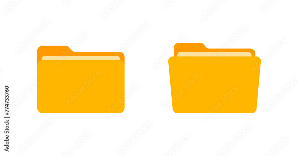 File folder vector icons. File folder in flat style. File folders. Yellow Folder icons