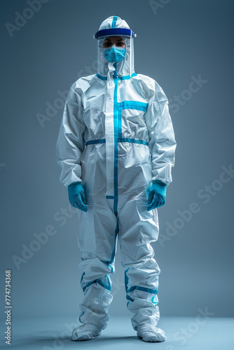 A man in protective gear tries to stop the spread of the virus during an epidemic.