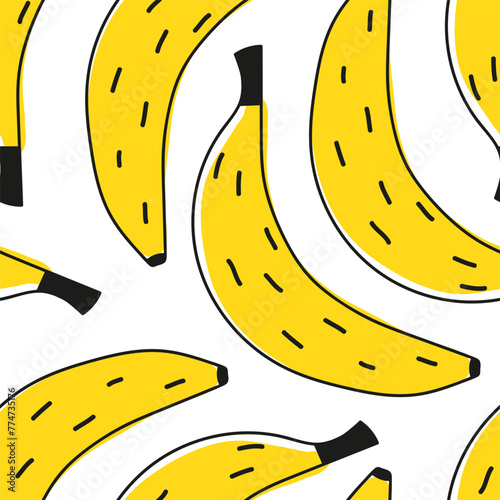 Bananas seamless pattern. Vector illustration. Yellow bananas on white background infinity tile
