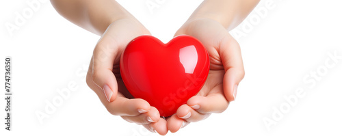 A red heart in his hands, a symbol of love. png image