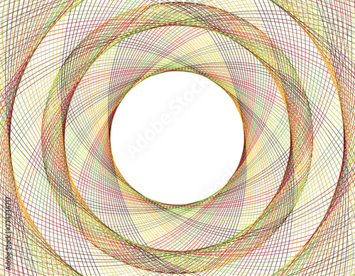 Simple vector round frame of symmetrical color rings isolated on white background