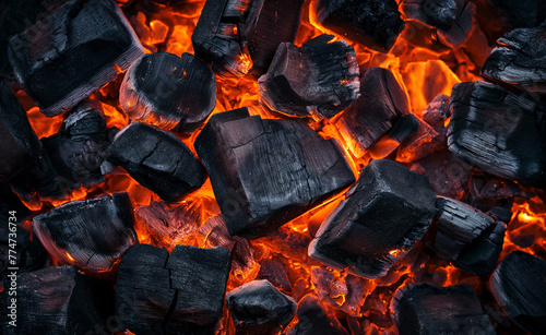 Close-Up of Burning Briquette Coal