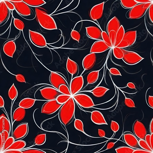 Leaves and floral pattern in plain background