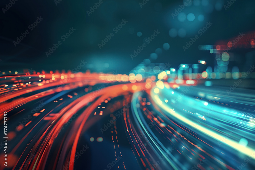 Obraz premium Abstract futuristic background with lights. A slide background for showcasing digital and creative content. Background image. Created with Generative AI technology.