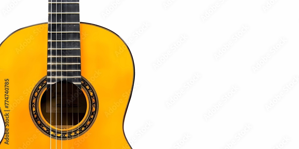 stock image of a guitar on a simple isolated background, and an image