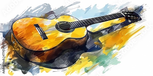 stock image of a guitar on a simple isolated background  and an image
