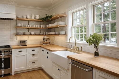 Farmhouse Sink Delight  Timeless Classic Kitchen Designs with Open Shelving