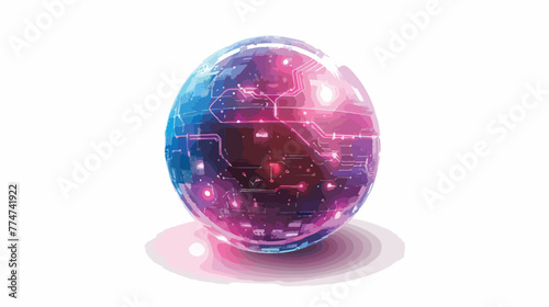 Electronic contacts on sphere. Including glowing 