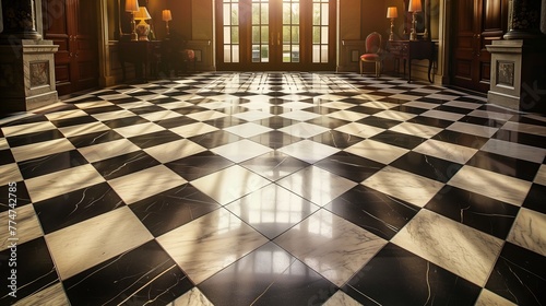 Chess mosaic floor home interior design