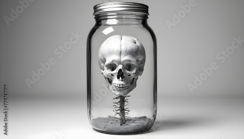human skull in jar 
