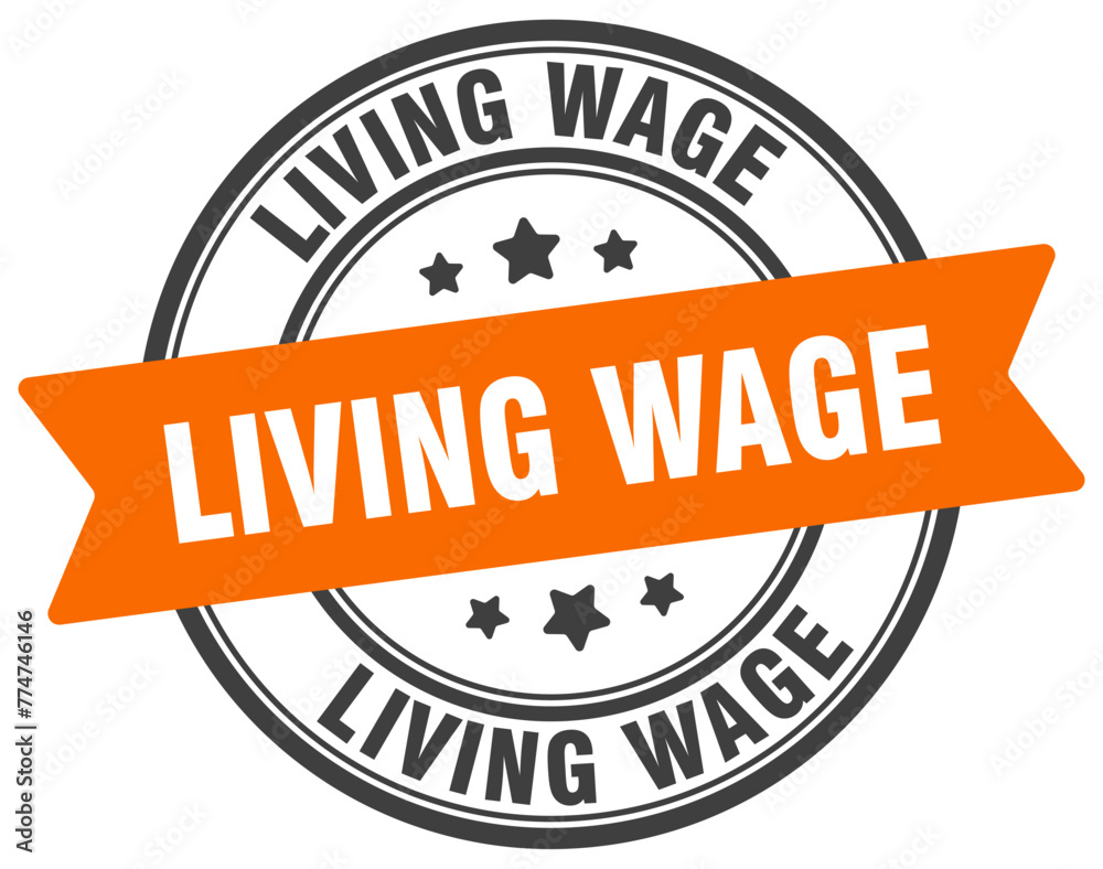 living wage stamp. living wage label on transparent background. round sign
