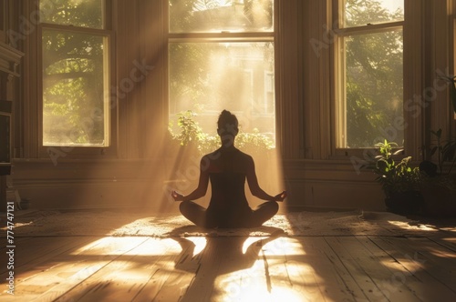 Morning meditation in a sunlit room © DK_2020