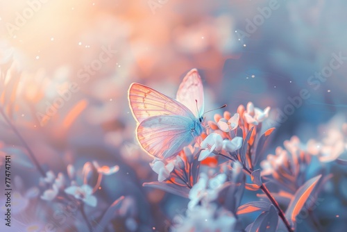Butterfly Resting on White Flower