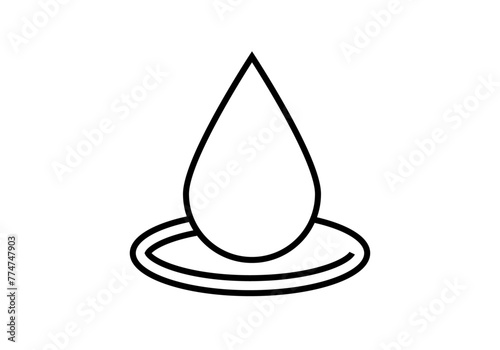 Icono negro de gota de agua en fondo blanco.