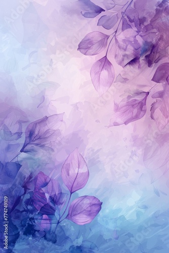 Purple Flowers on Blue Background