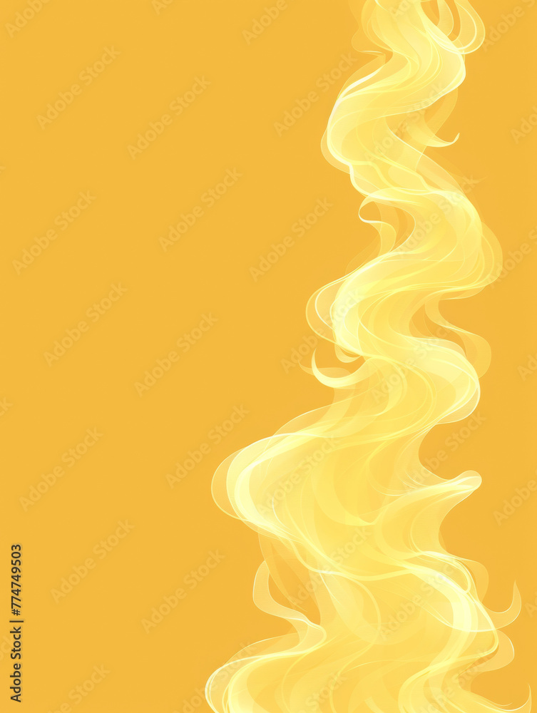 A yellow background with a long yellow flame. The flame is long and curvy, and it seems to be coming out of the top of the image
