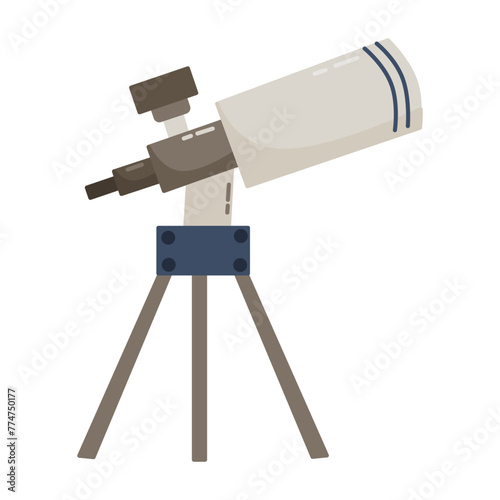 Modern portable three legged telescopes.Vector optical device to explore, discover galaxy, cosmos, space. Telescope doodle illustration