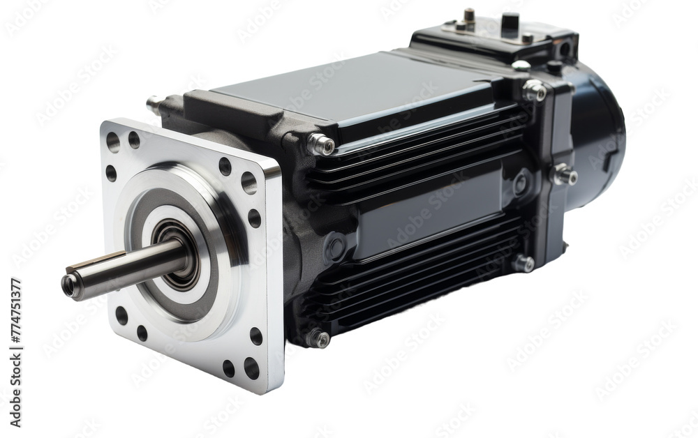 An electric motor sits elegantly on a white background An electric motor sits elegantly on a white background