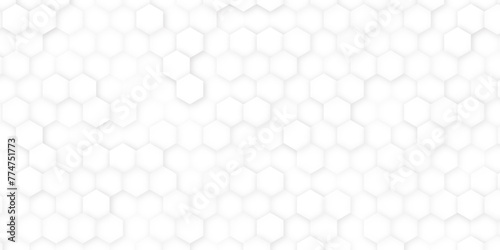 Abstract White Embossed Hexagon Design.