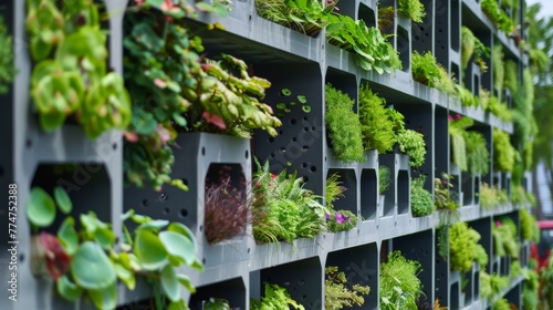 Lush Green Plant Wall Outdoors © Prostock-studio