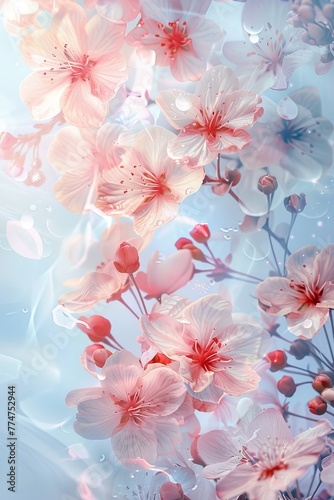 Pink Flowers Arranged on Blue Background © RGShirtWorks 