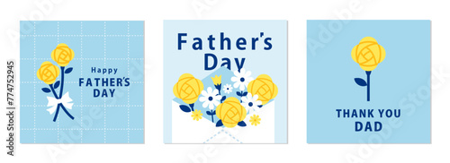 父の日カードデザイン イラスト _( テキスト Father's Day 手紙 正方形 セット ひとそろい )
