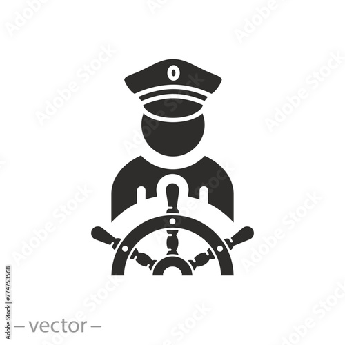 ship boat helm icon, captain, steering wheel, flat symbol - vector illustration