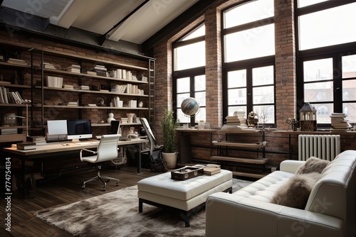 Urban Loft Office Design: Chic Decor & Contemporary Style in Urban Chic Loft Setting © Michael