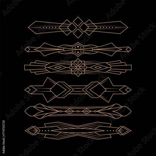 Set of art deco line illustration