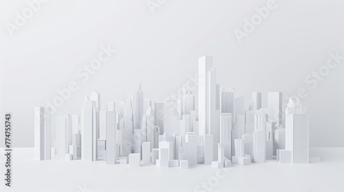 conceptual white model city with cranes building a modern urban landscape