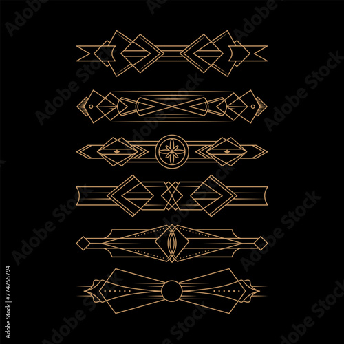 Set of art deco line illustration