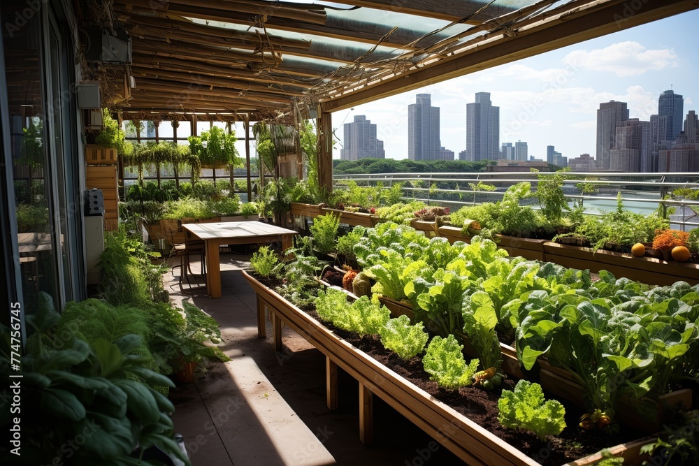 Green Roof Oasis: Urban Jungle Patio Designs with Urban Farming and Vegetable Garden