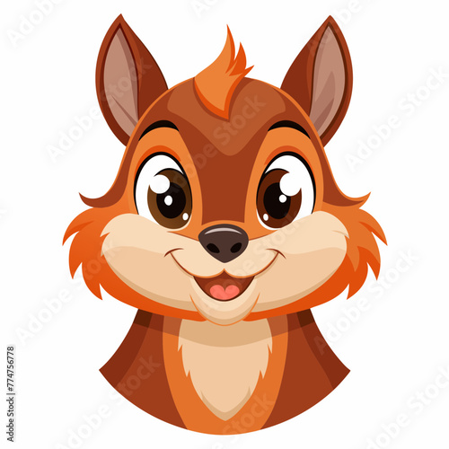 head of a friendly looking squirrel in cartoon style