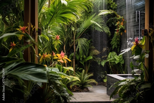 Urban Jungle Patio Designs: Tropical Paradise Outdoor Shower & Private Oasis