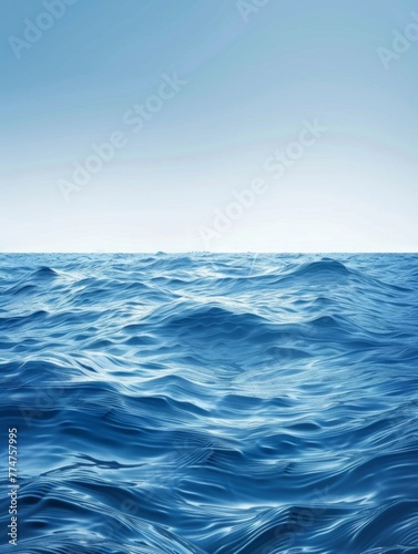 Serene deep blue ocean panorama - The vast, serene expanse of deep blue ocean stretches to the horizon, epitomizing the boundless beauty of the sea