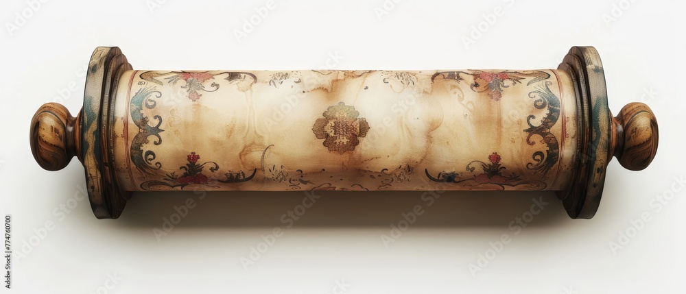 Fotografie Isolated on a white background, an old vintage scroll