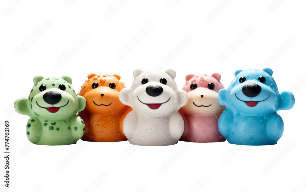 A collection of small toy animals sitting closely together in a charming display A collection of small toy animals sitting closely together in a charming display