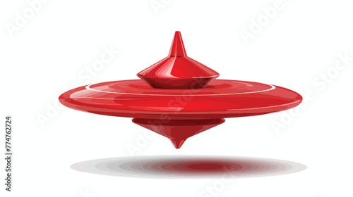 One red spinning top on white background Flat vector
