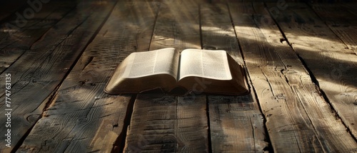 Ideally, the Bible should be open on a wood table with light coming from above.