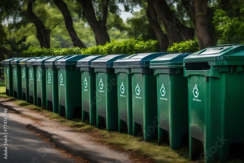 green recycling bins
