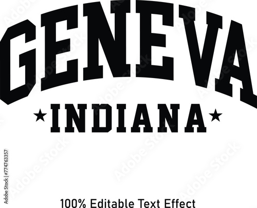 Geneva text effect vector. Editable college t-shirt design printable text effect vector photo