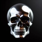 silver skull on black background
