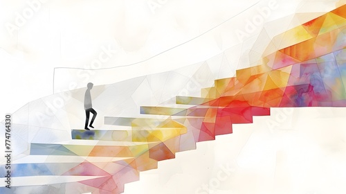 Ascending Steps A Vibrant Watercolor Journey of Perseverance and Progress