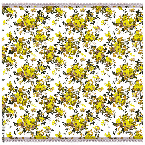 All over floral pattern white background ready for textile prints,sheets and curtains.